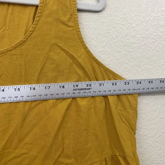 Croft & Barrow Dress Womens Size 2X Mustard Linen Blend Tiered Sleeveless Pocket - Picture 5 of 9